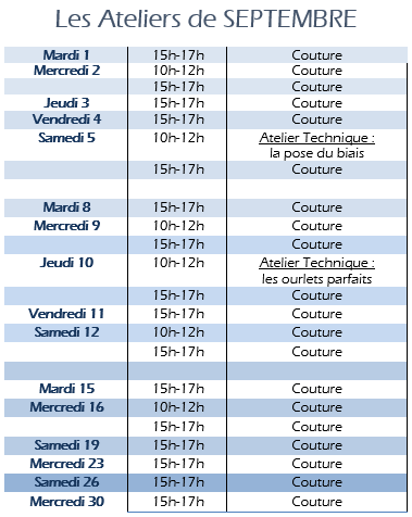 ateliers couture granville septembre